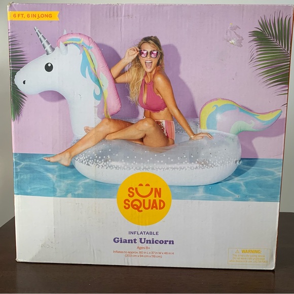 Sun Squad NWT Giant Floatie Inflatable Unicorn Pool Float Floatie 6 ft 6 inch - Picture 6 of 6
